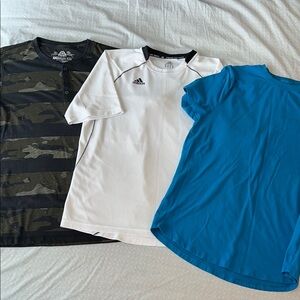 BUNDLE Adidas White Sports Tee and Two Casual Shirts